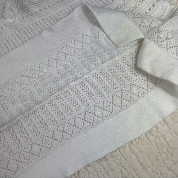 🔥Tommy Bahama White Sweater Open Knit Pullover V-neck Size L - Picture 6 of 11